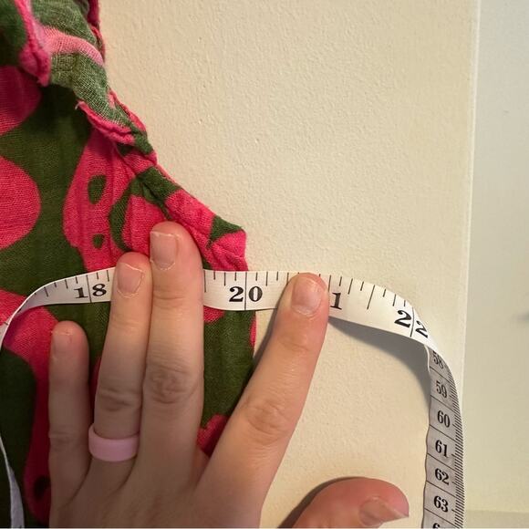 Tuckernuck Velvet Green Pink Floral Cotton Mini Dress Small - Picture 6 of 12